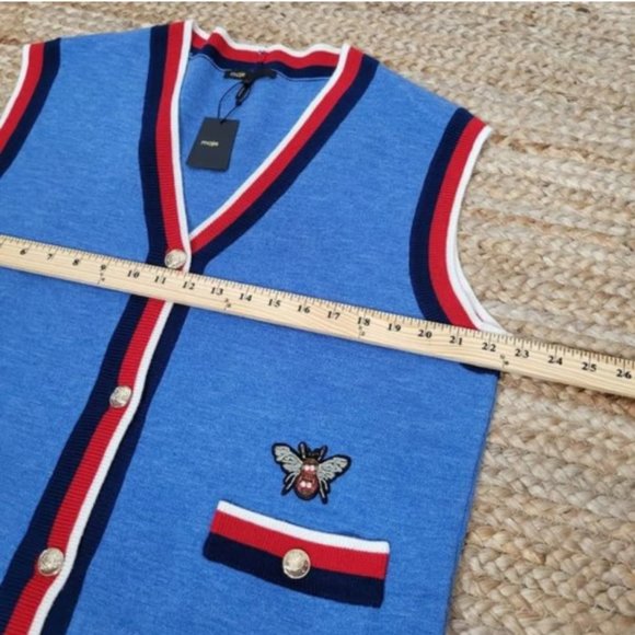 Maje Marshall Sleeveless Cardigan - Blue - Picture 3 of 3